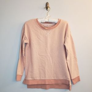 EUC Pink Rose Striped French Terry Sweatshirt in Salmon/Coral & White Size M